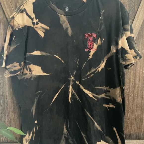 Urban Outfitters Death Row Records Embroidered Black Bleached Tee Shirt XL - Picture 2 of 5